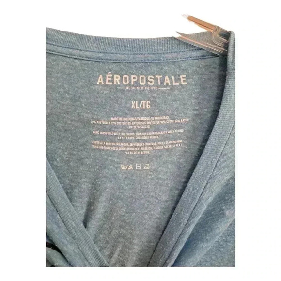 Aeropostale Mens XL Tee Shirt Top Powder Light Blue Graphic Print - Picture 6 of 6